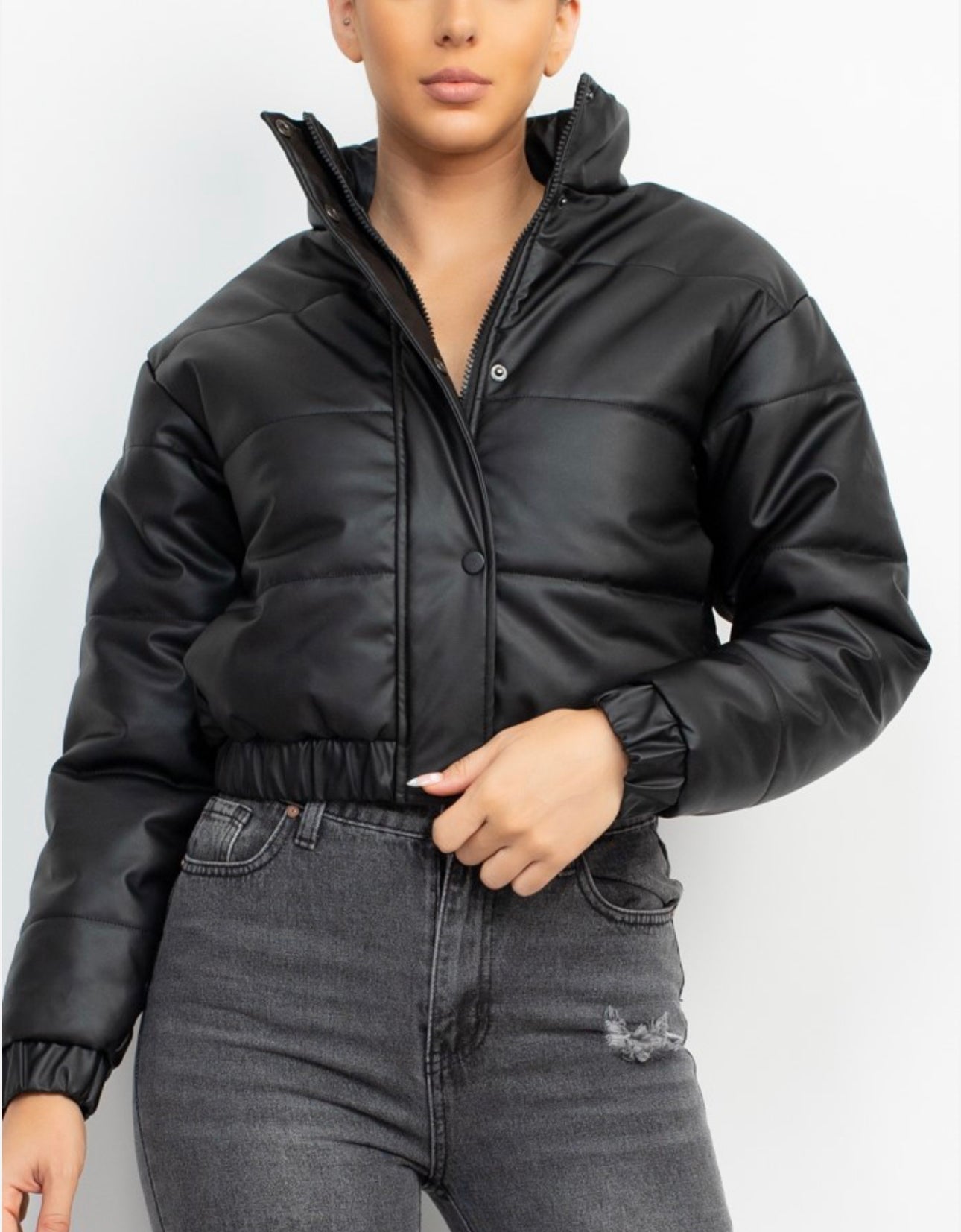  Angsuttc Womens Quilted Jacket Solid Zip-Up Cropped Puffer  Jackets Bubble Coat Black XS : Clothing, Shoes & Jewelry